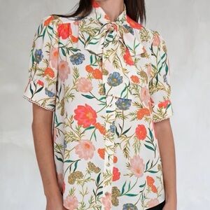 Kate Spade Floral Tie-Neck Top